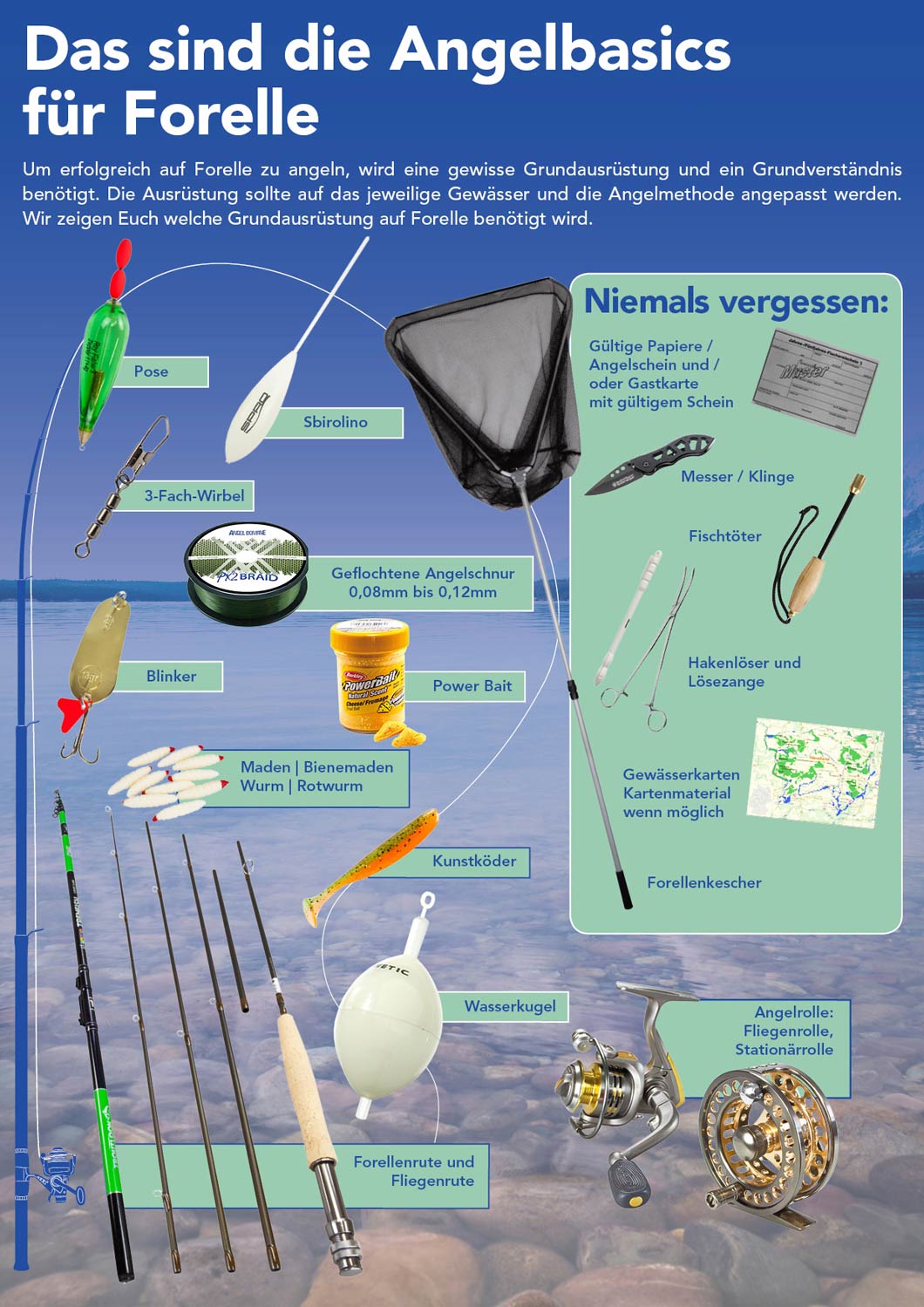 Das sind die Angelbasics für Forelle