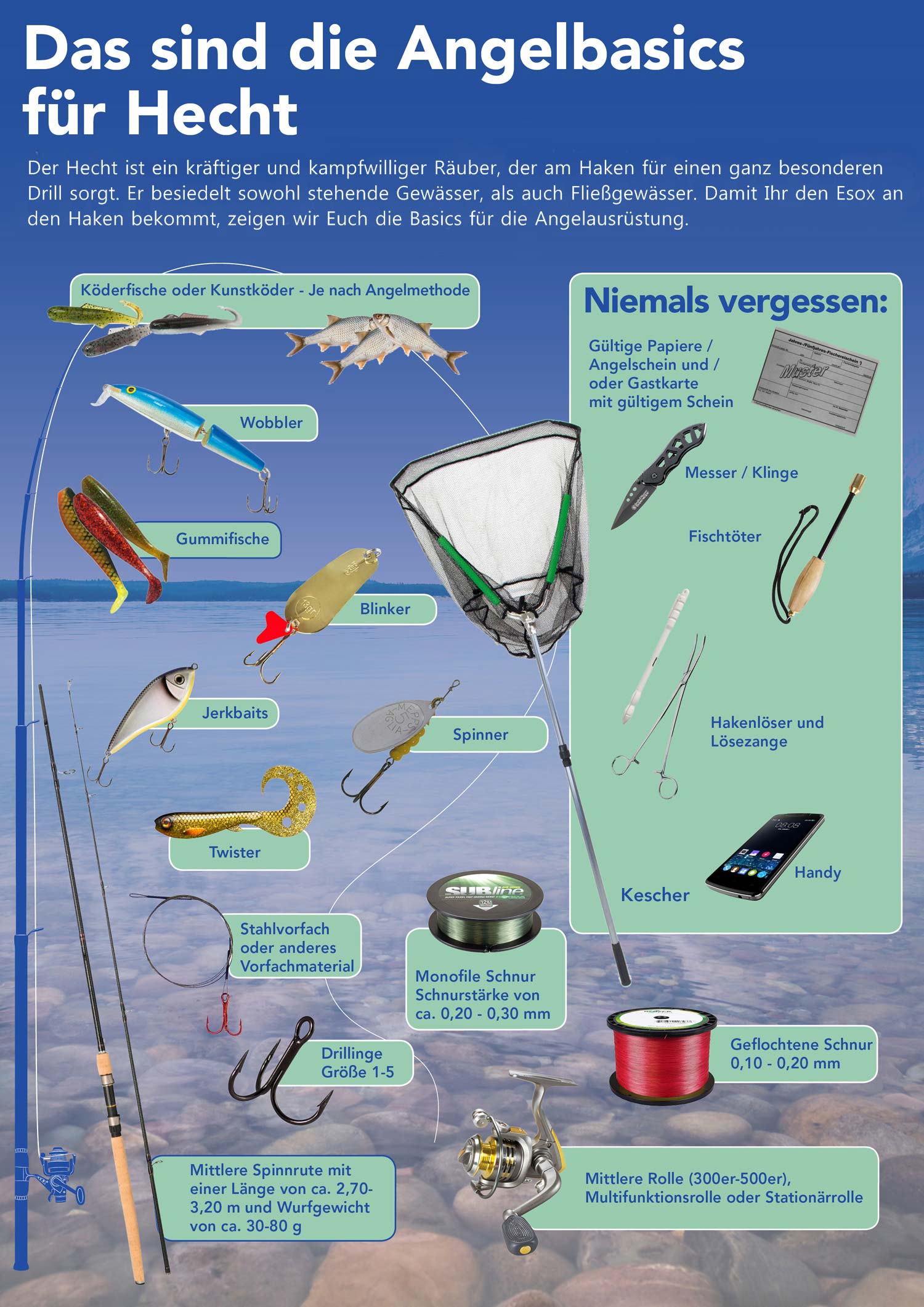 Das sind die Angelbasics für Hecht
