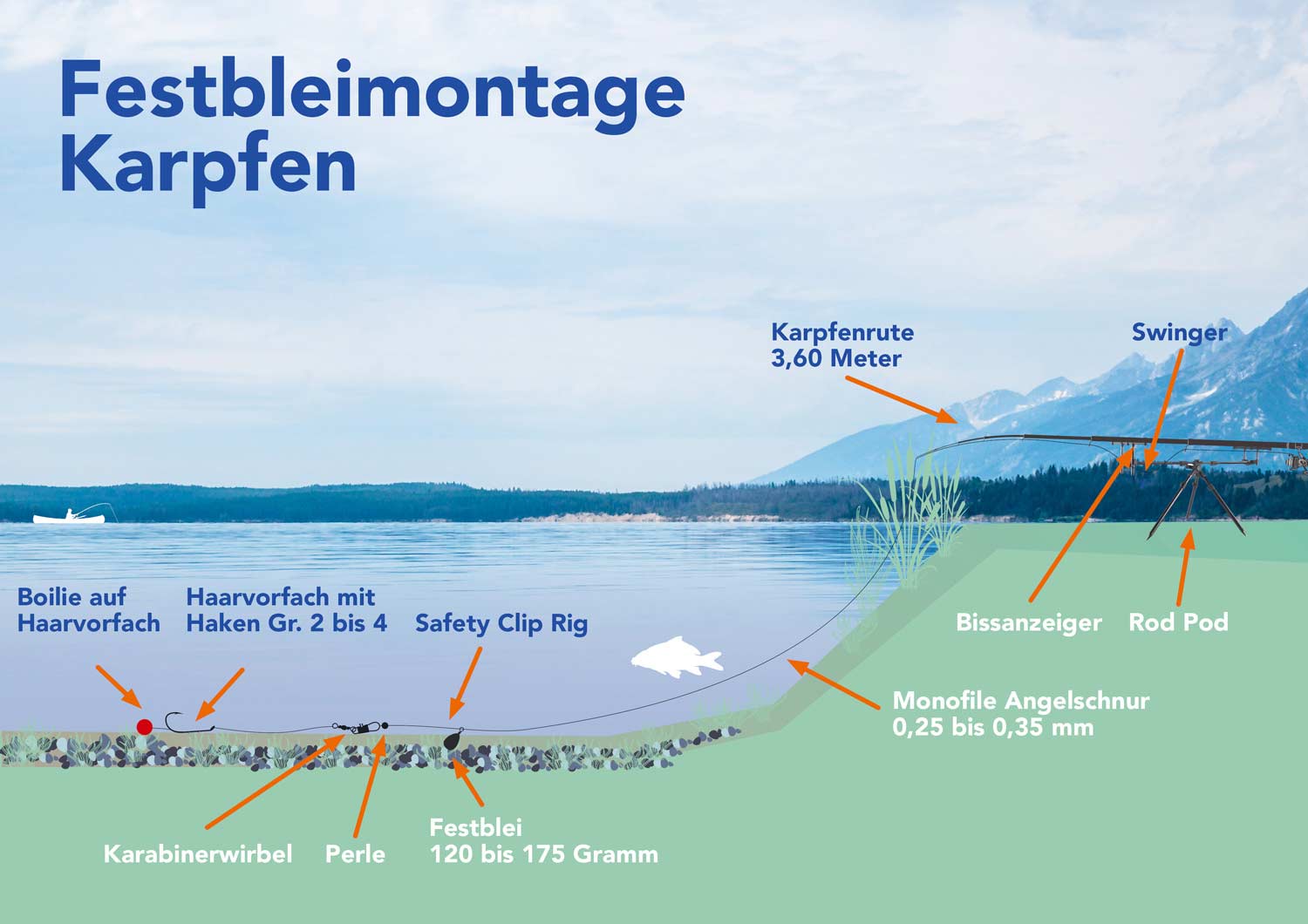 Festbleimontage auf Karpfen